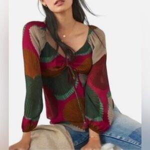Anthropologie FARM Rio Katalina Blouse - Pink Multi